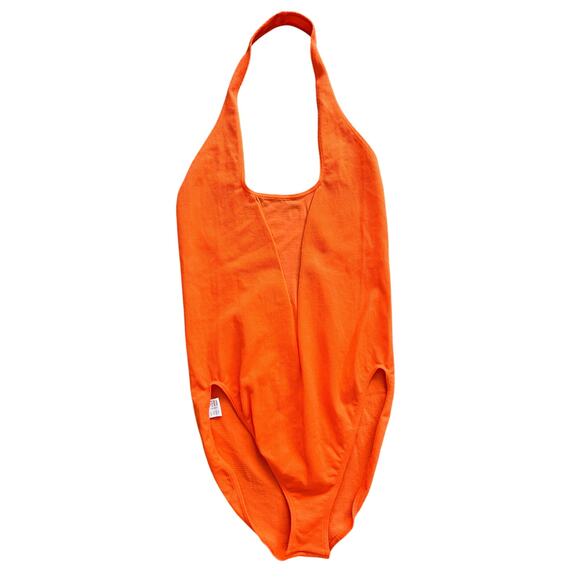 Wolford Swimbody Orange Halter Neck Swimsuit Bikini Beach Swim Surf Seamless L - Picture 1 of 5